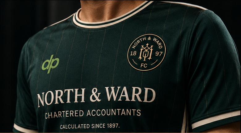 Bespoke North & Ward company football shirt